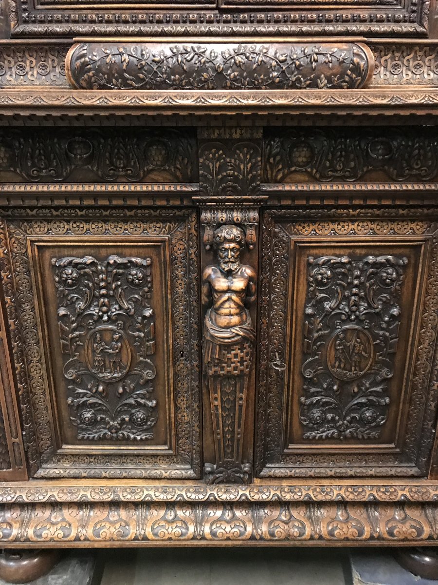 Armoire deux corps de style Renaissance française du XIXe siècle en noyer-photo-5