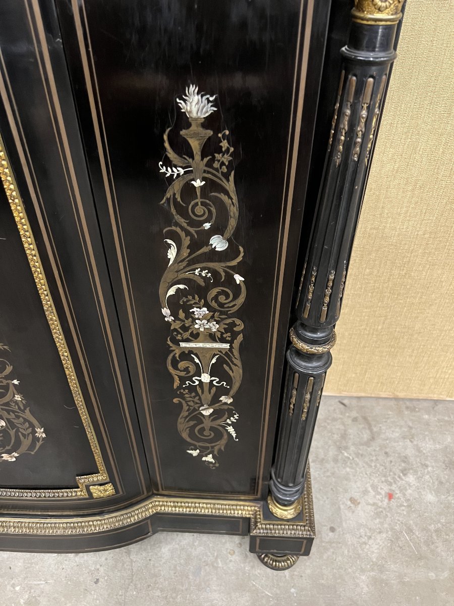 Napoleon III-style Piece Of Furniture Featuring Copper And Blackened Wood Marquetry.-photo-1