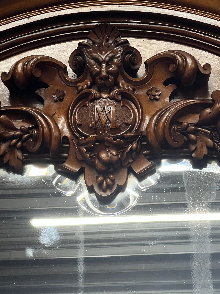 Antique Carved Walnut Fireplace With Mirror. Neo-renaissance/neo-baroque-photo-7