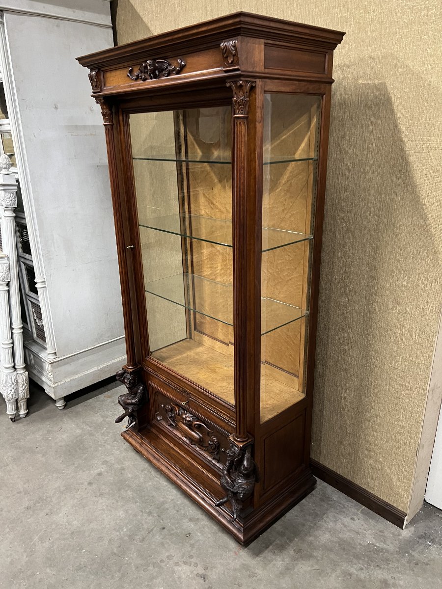 Renaissance Display Cabinet In Walnut, Circa 1880-photo-5