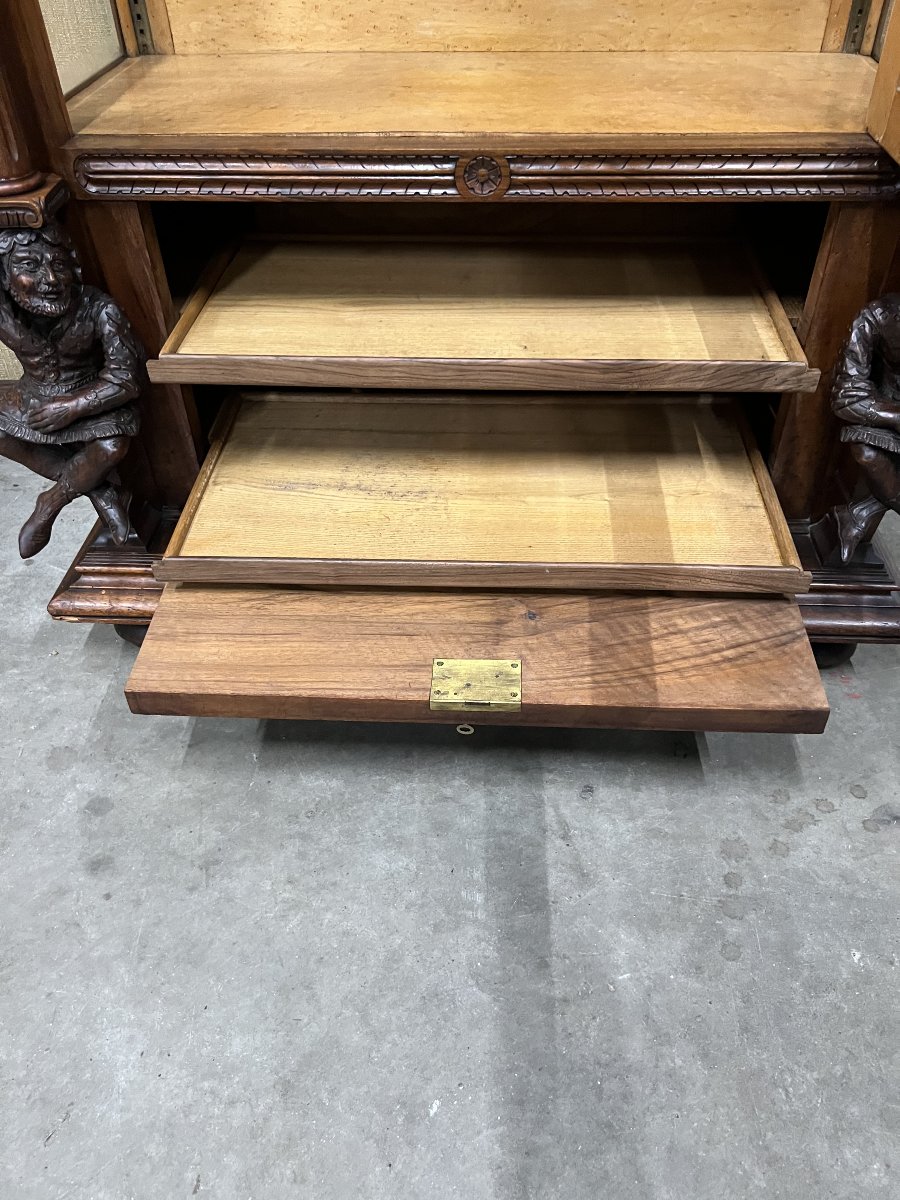Renaissance Display Cabinet In Walnut, Circa 1880-photo-7