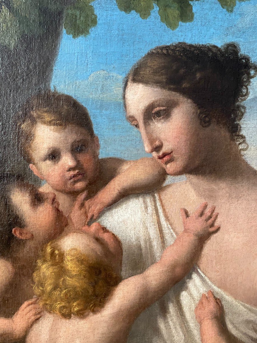 Splendid Neoclassical Painting Representing Roman Charity.-photo-1