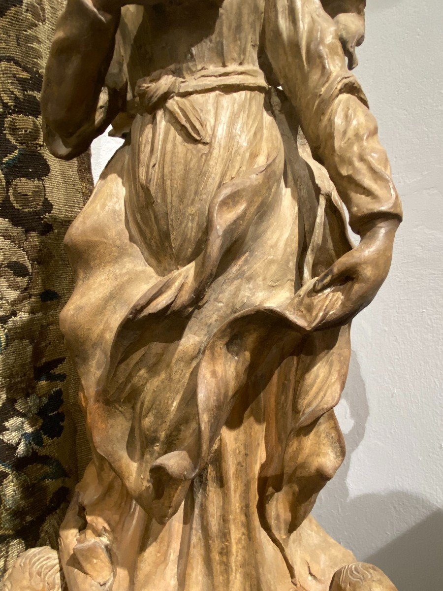 Sculpture En Terre Cuite Représentant La Vierge  Du XVIIIe Siècle-photo-7