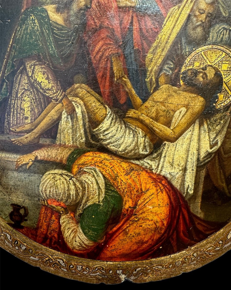 Tableau du XVIIIe siècle représentant la Lamentation sur le Christ mort-photo-1