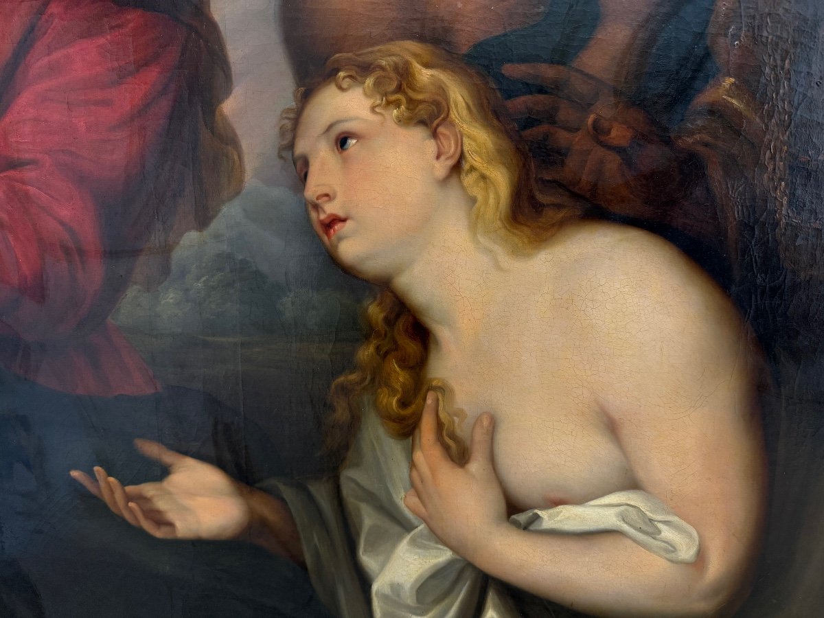 Madonna And Child With Three Repentant Sinners. (after Van Dyck). 19th Century.-photo-1