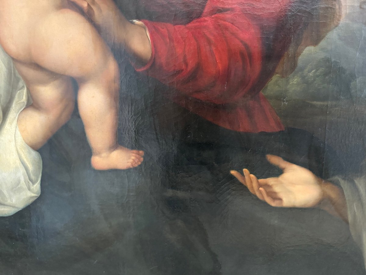 Madonna And Child With Three Repentant Sinners. (after Van Dyck). 19th Century.-photo-4