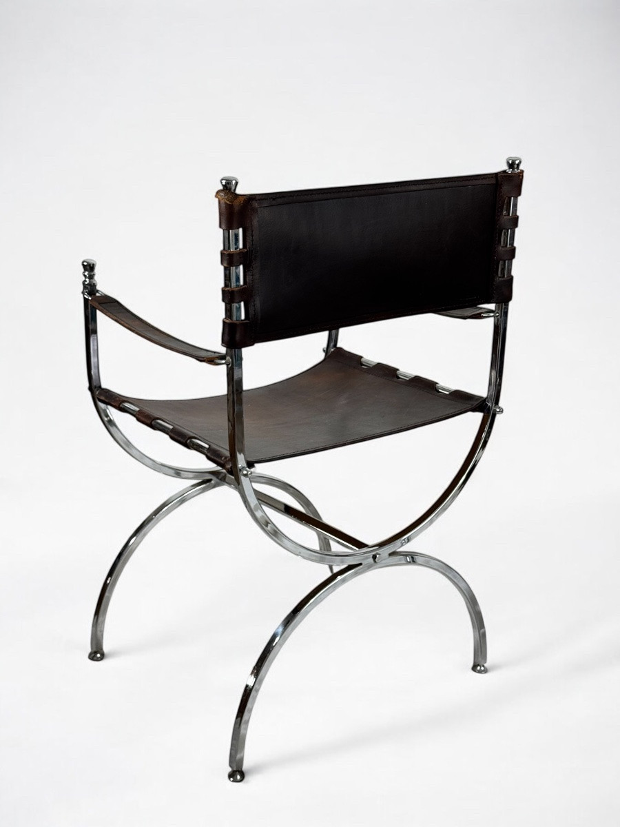 Maison Jansen, France - Pair Of Armchairs Savonarola - 1970-photo-3
