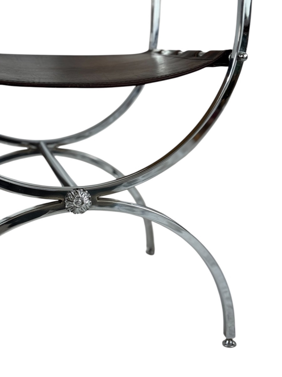 Maison Jansen, France - Pair Of Armchairs Savonarola - 1970-photo-8