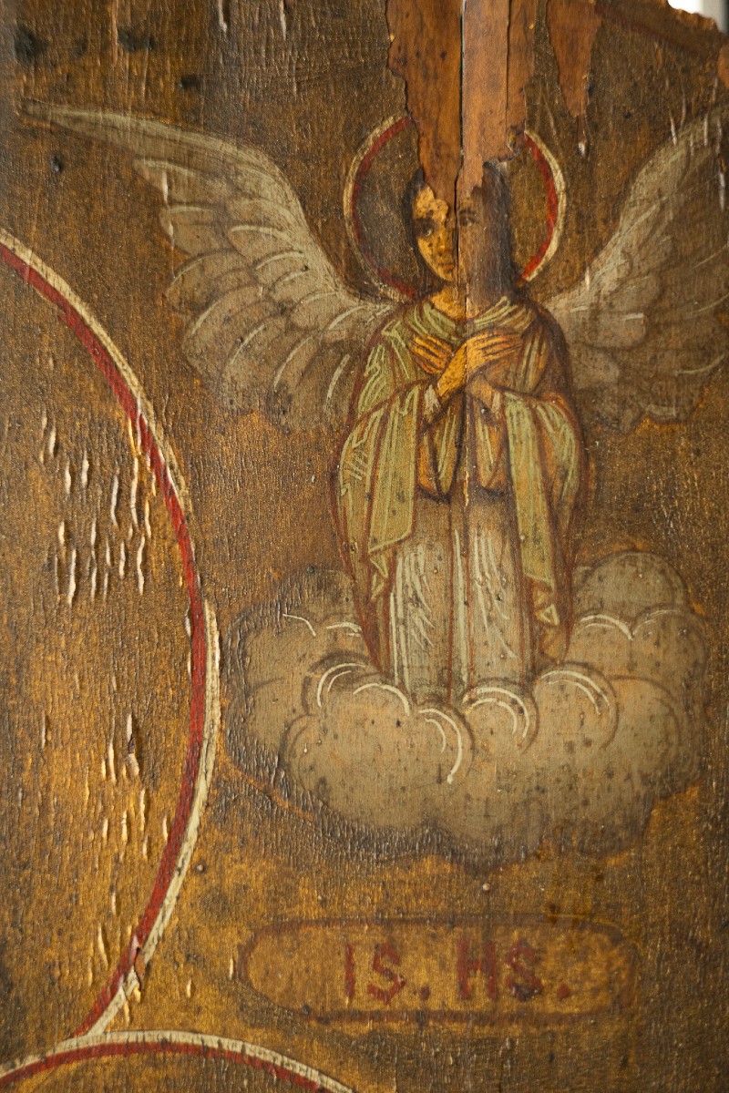 Oil On Wood, Virgin Of Kazan To The Savior Child Of The World - Venetian Crest, 17st-photo-3
