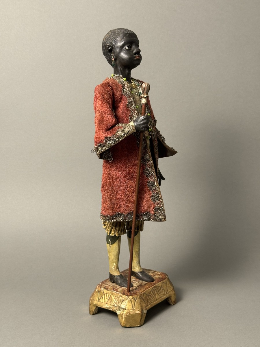 Rare mannequin en bois représentant un majordome noir - XVIIIe siècle - Venise -photo-3