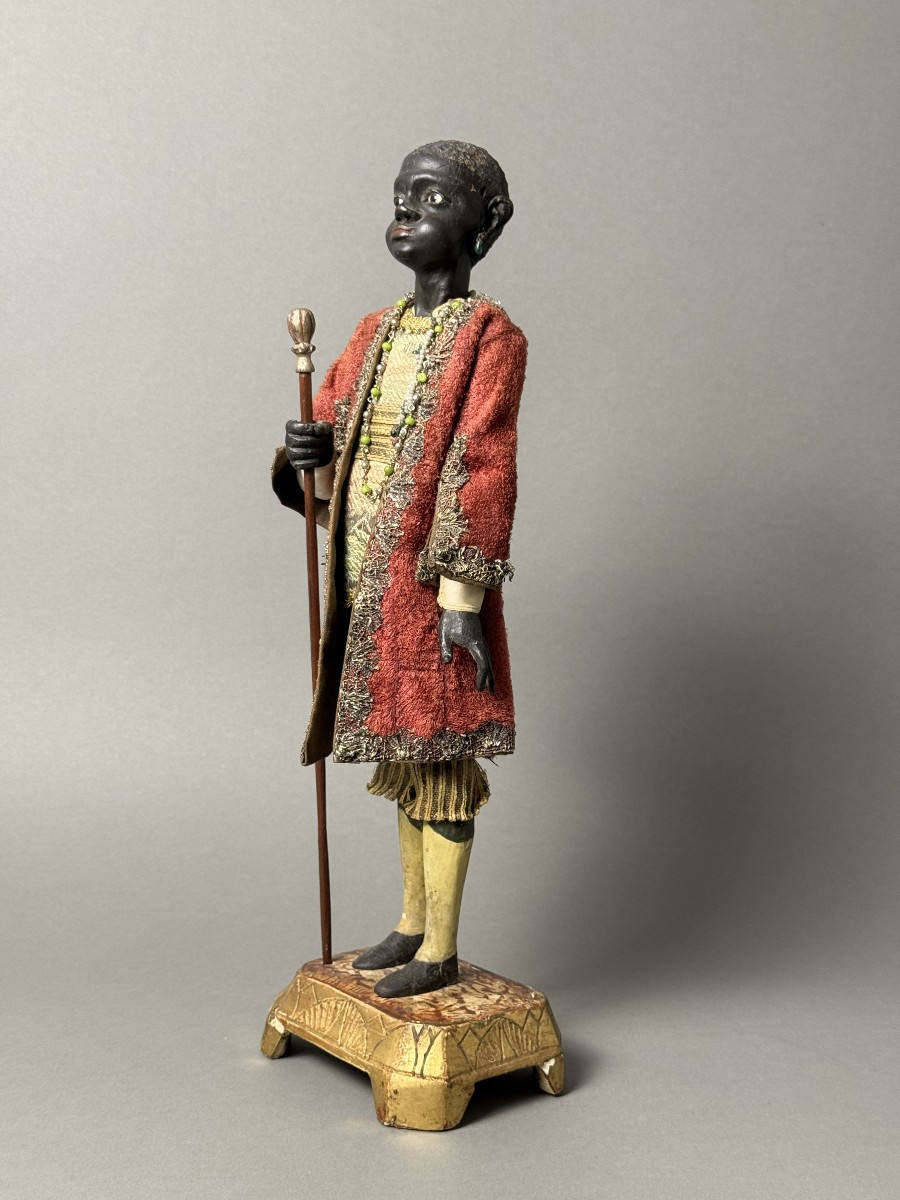 Rare mannequin en bois représentant un majordome noir - XVIIIe siècle - Venise -photo-2