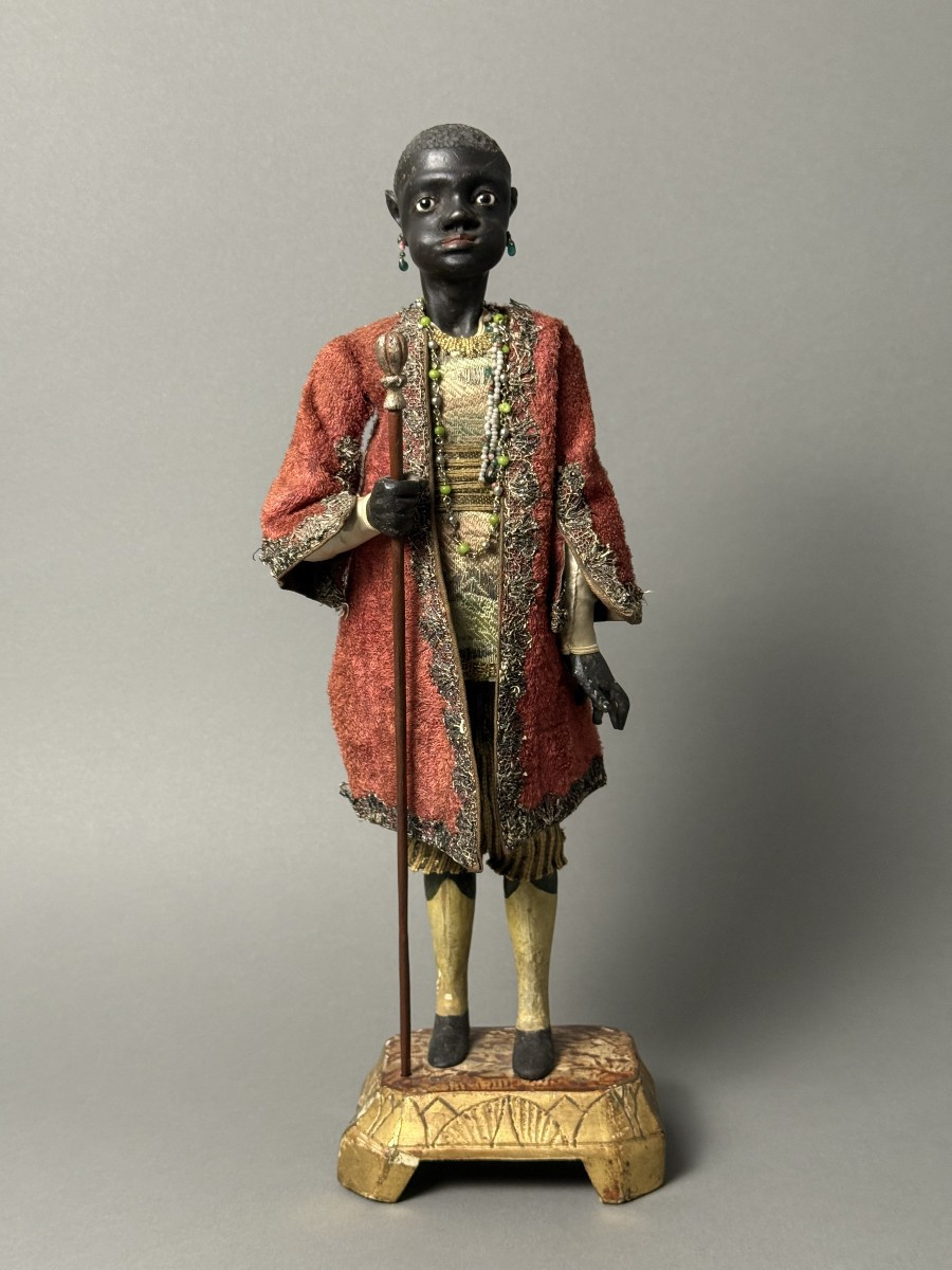Rare mannequin en bois représentant un majordome noir - XVIIIe siècle - Venise 