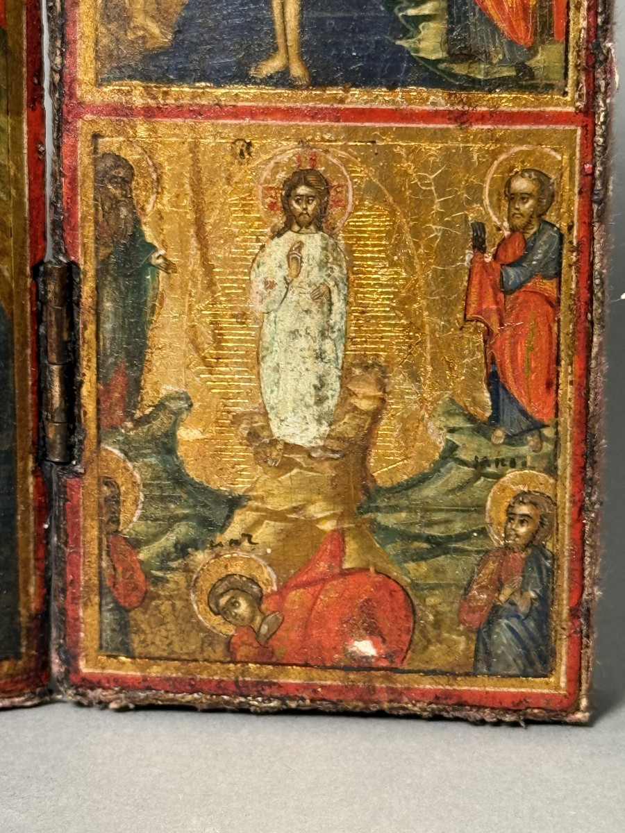 Russian Travel Triptych, Tempera On Wood - 18th Century-photo-2