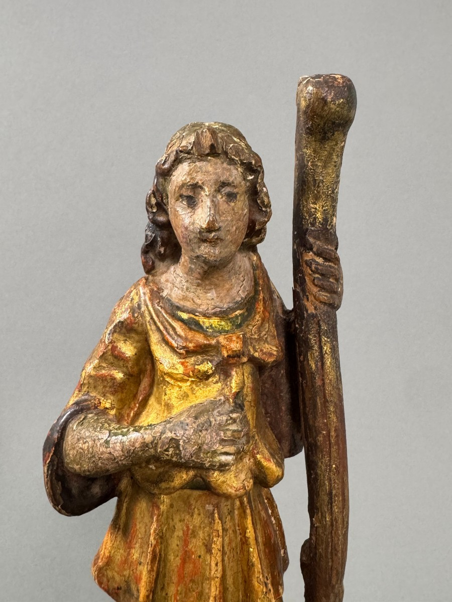 Gilded Wooden Candle Holder With Traces Of Polychromy - Late 17th Century - Central Italy-photo-4