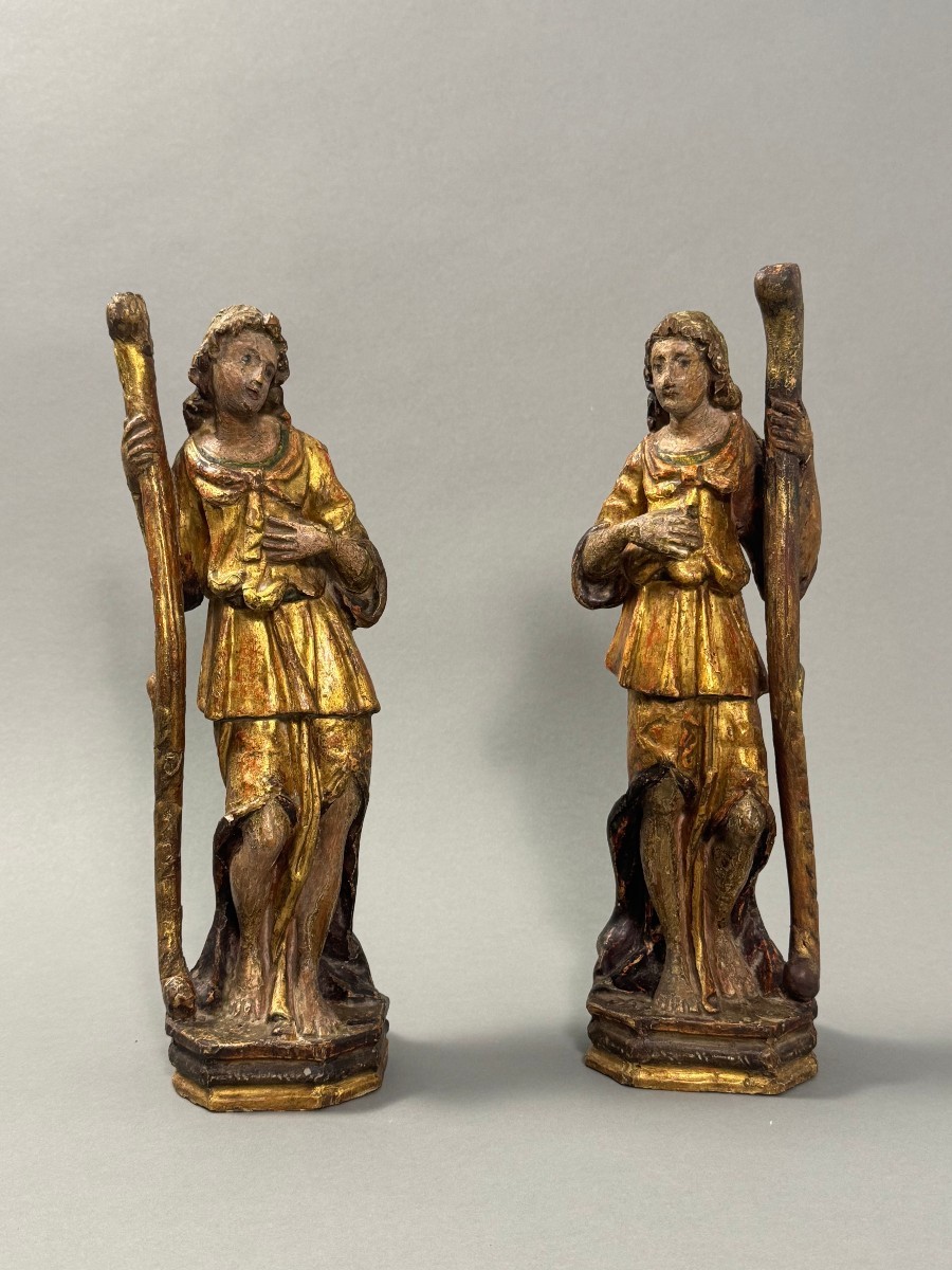 Gilded Wooden Candle Holder With Traces Of Polychromy - Late 17th Century - Central Italy-photo-2