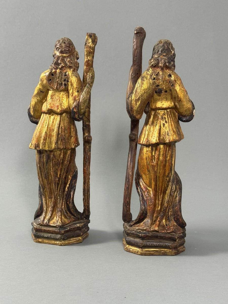 Gilded Wooden Candle Holder With Traces Of Polychromy - Late 17th Century - Central Italy-photo-2