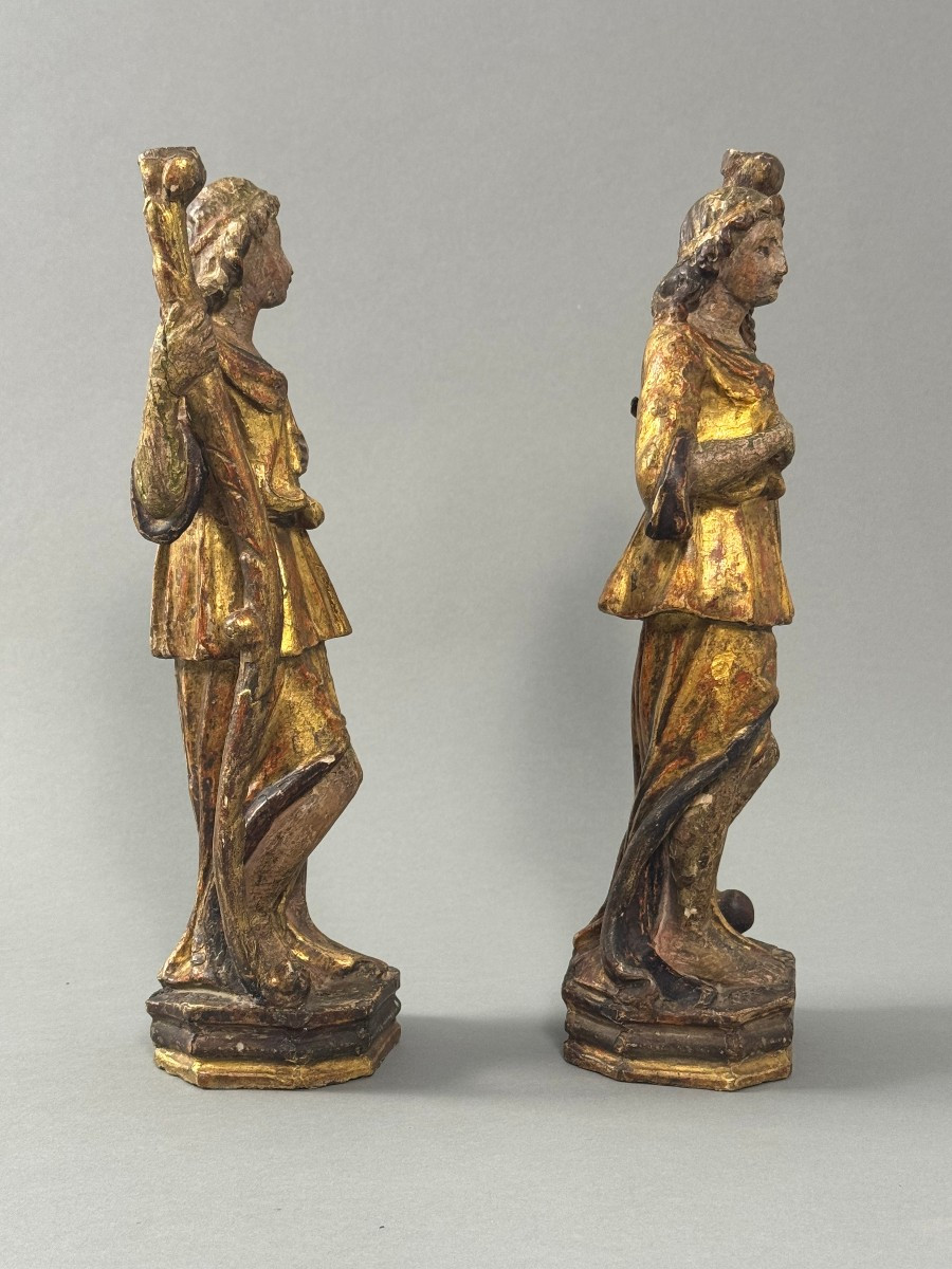 Gilded Wooden Candle Holder With Traces Of Polychromy - Late 17th Century - Central Italy-photo-6