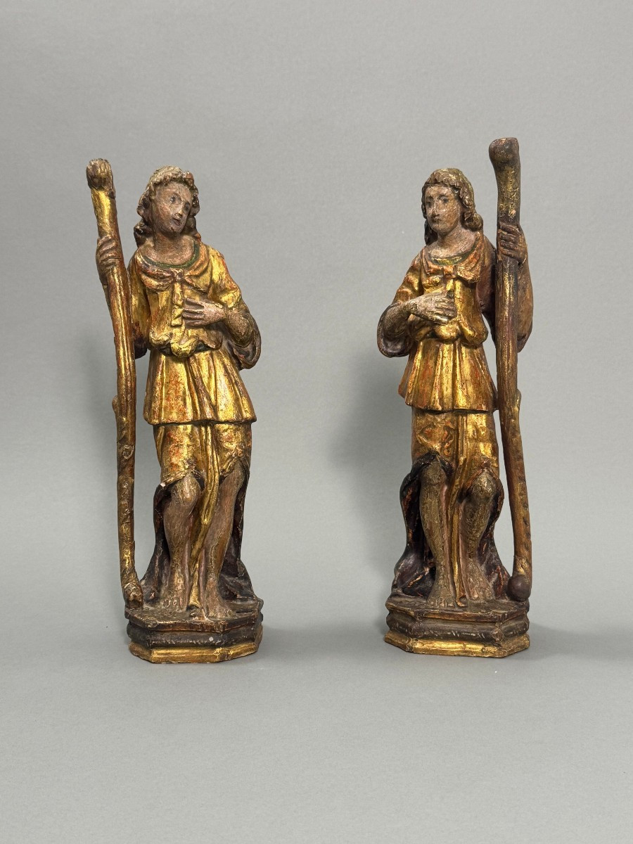 Gilded Wooden Candle Holder With Traces Of Polychromy - Late 17th Century - Central Italy