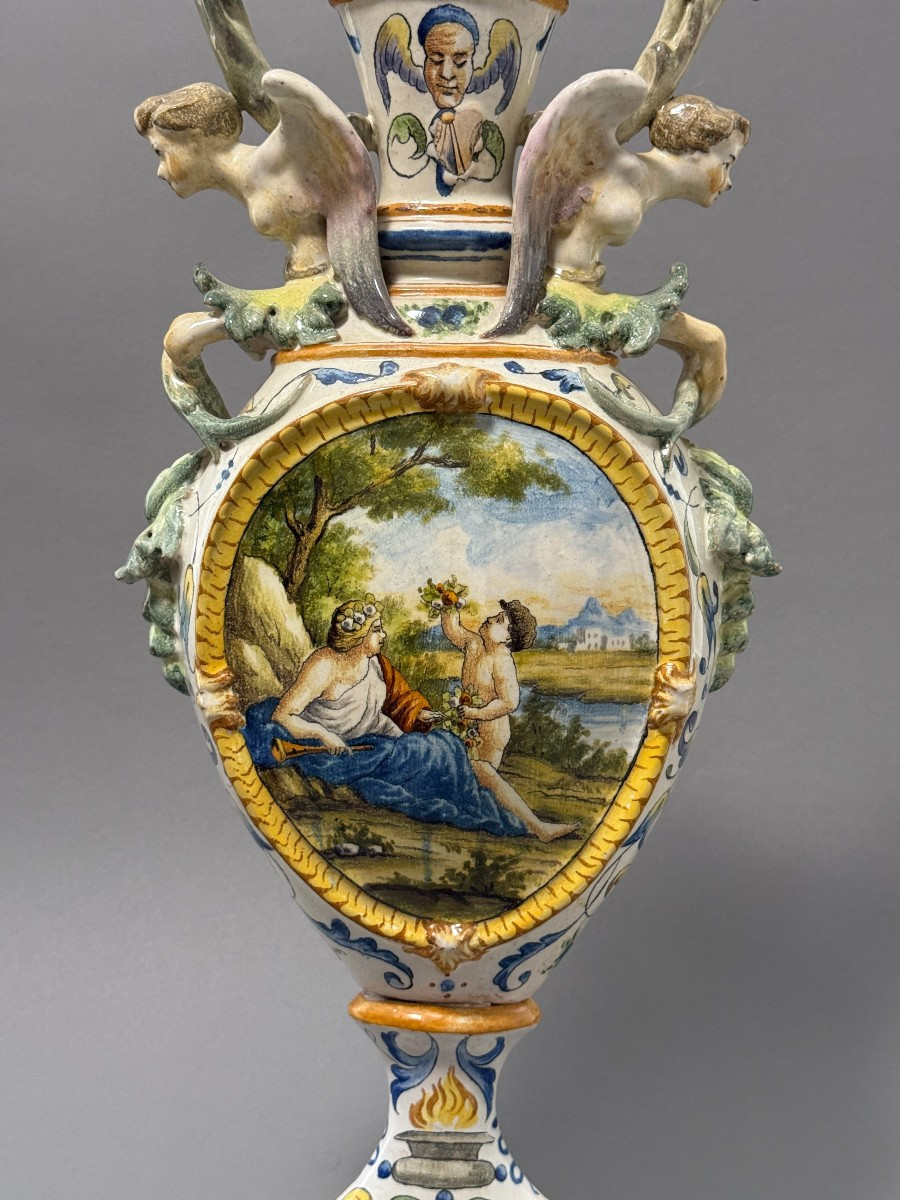 Majolica Ceramic Amphora - Second Half Of The 19th Century-photo-4