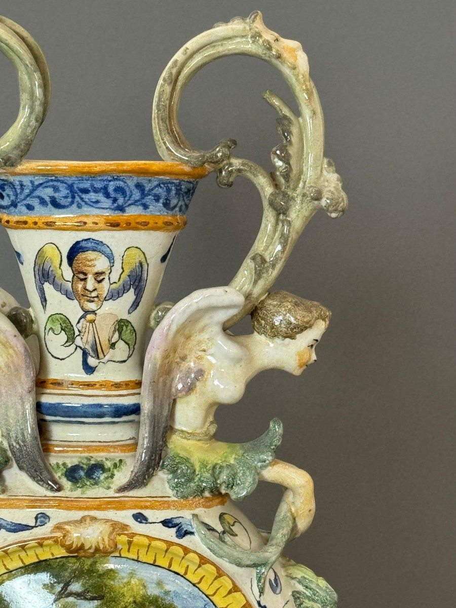 Majolica Ceramic Amphora - Second Half Of The 19th Century-photo-2