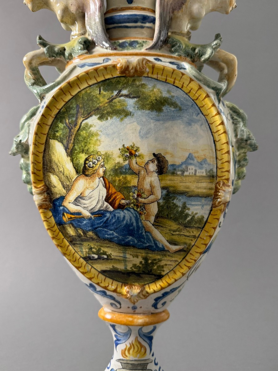Majolica Ceramic Amphora - Second Half Of The 19th Century-photo-1