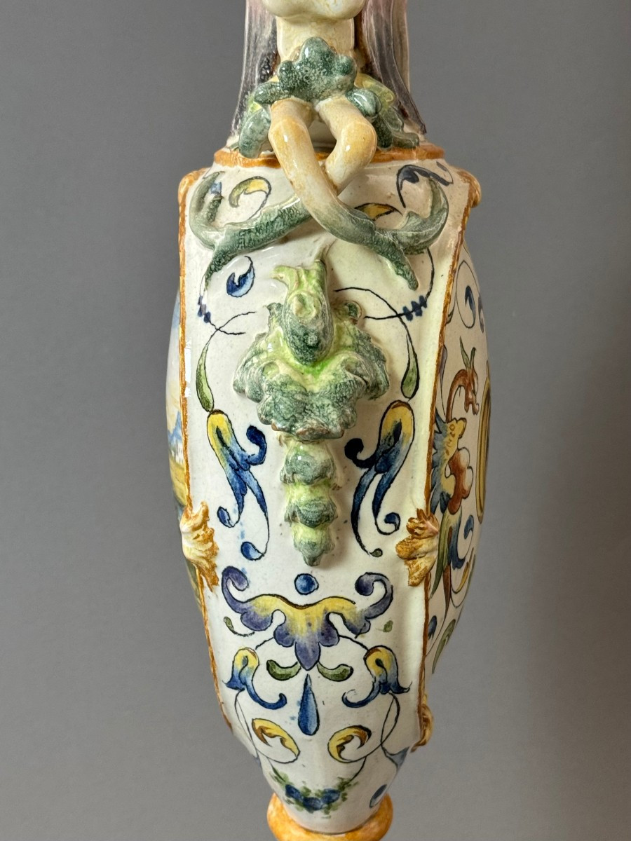 Majolica Ceramic Amphora - Second Half Of The 19th Century-photo-5