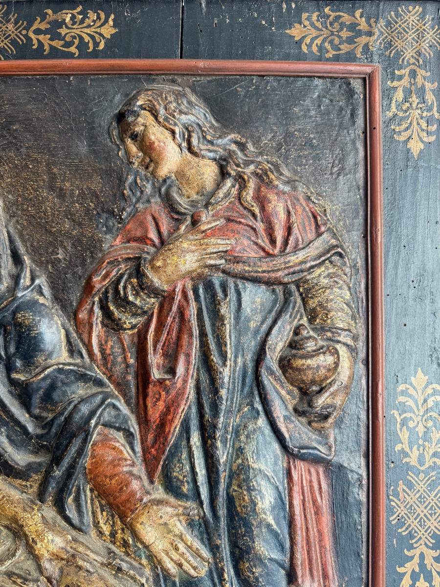 Polychrome Papier-mâché Depicting The Deposition Of Christ. 17th Century-photo-4