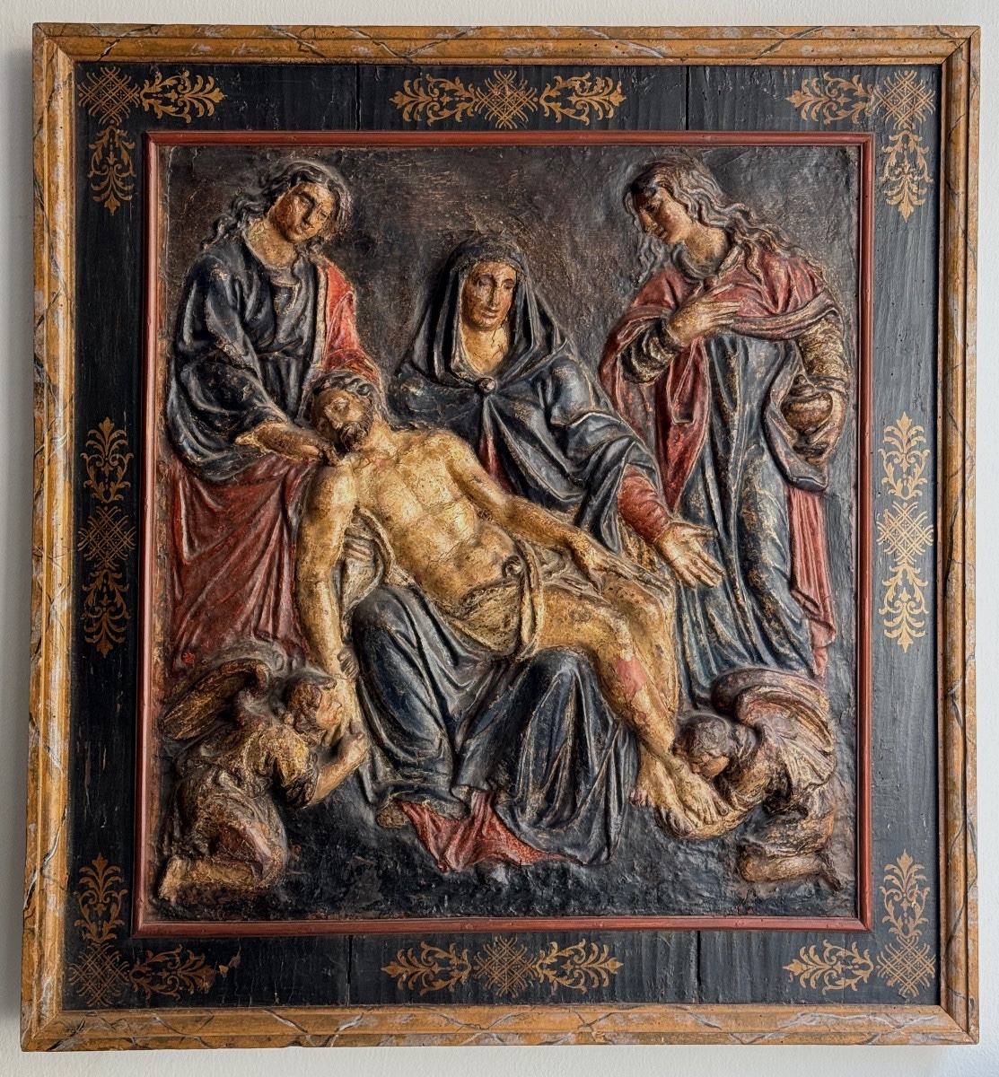 Polychrome Papier-mâché Depicting The Deposition Of Christ. 17th Century