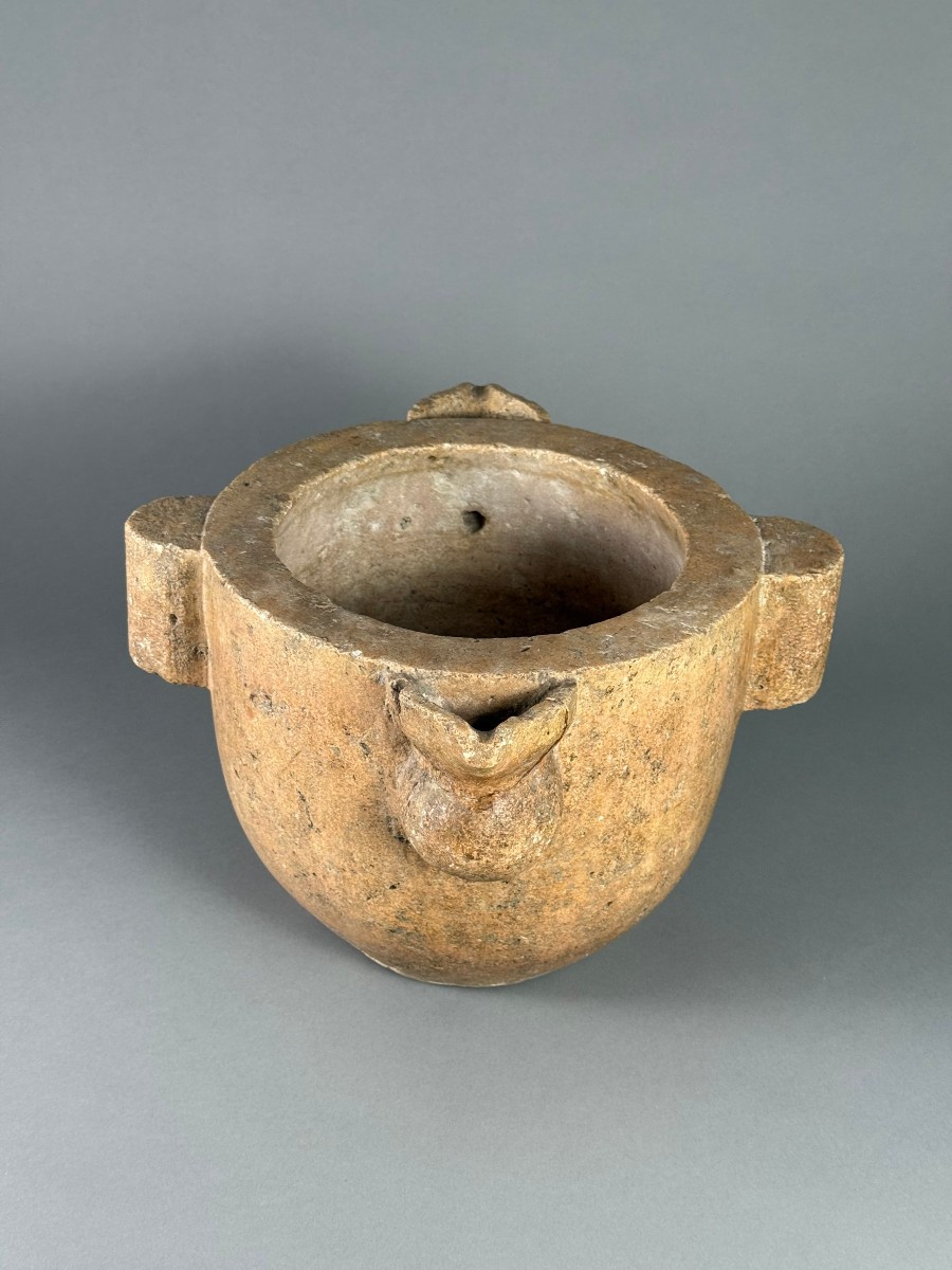 Yellow Marble Mortar From Torri Del Benaco - 16th Century-photo-4
