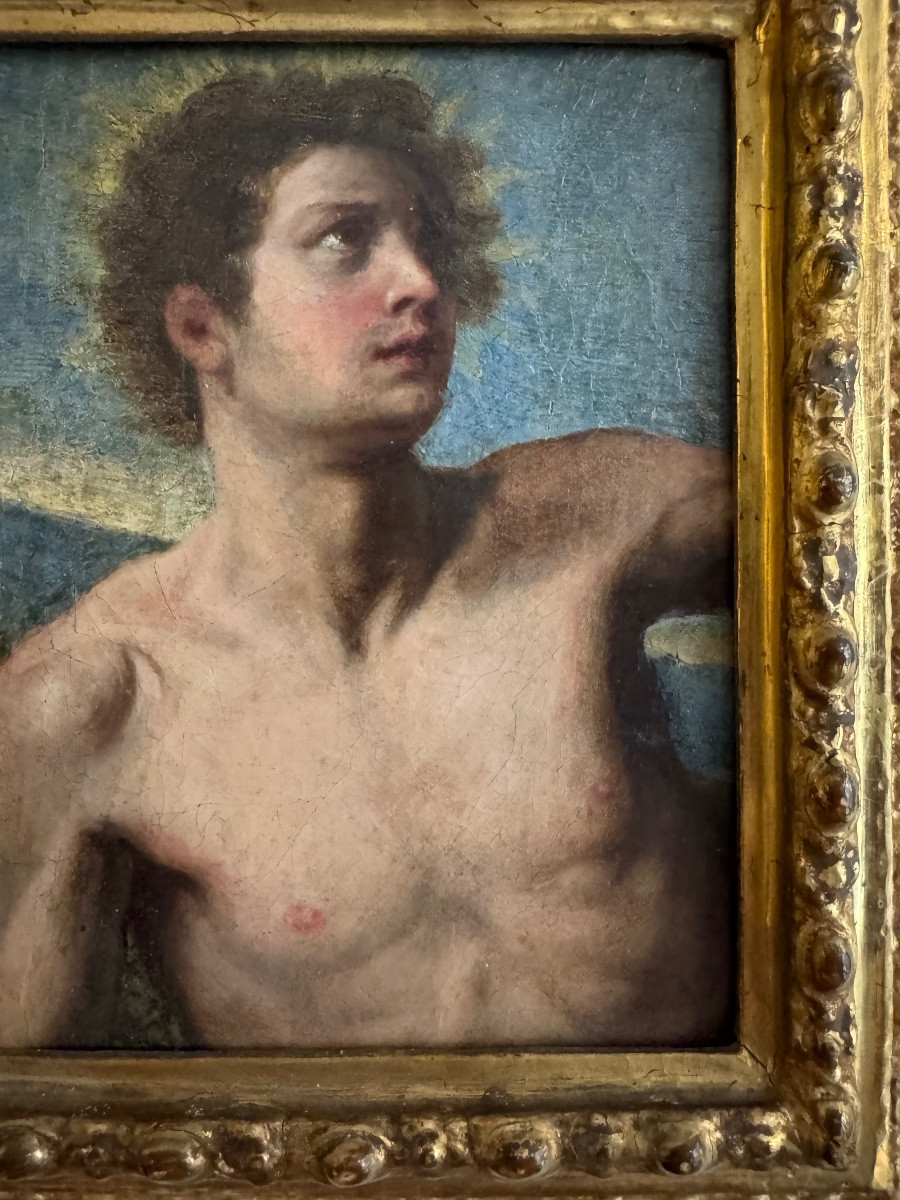 Painting Depicting Saint Sebastian. Scuola Fiorentina. 17th Century.-photo-2