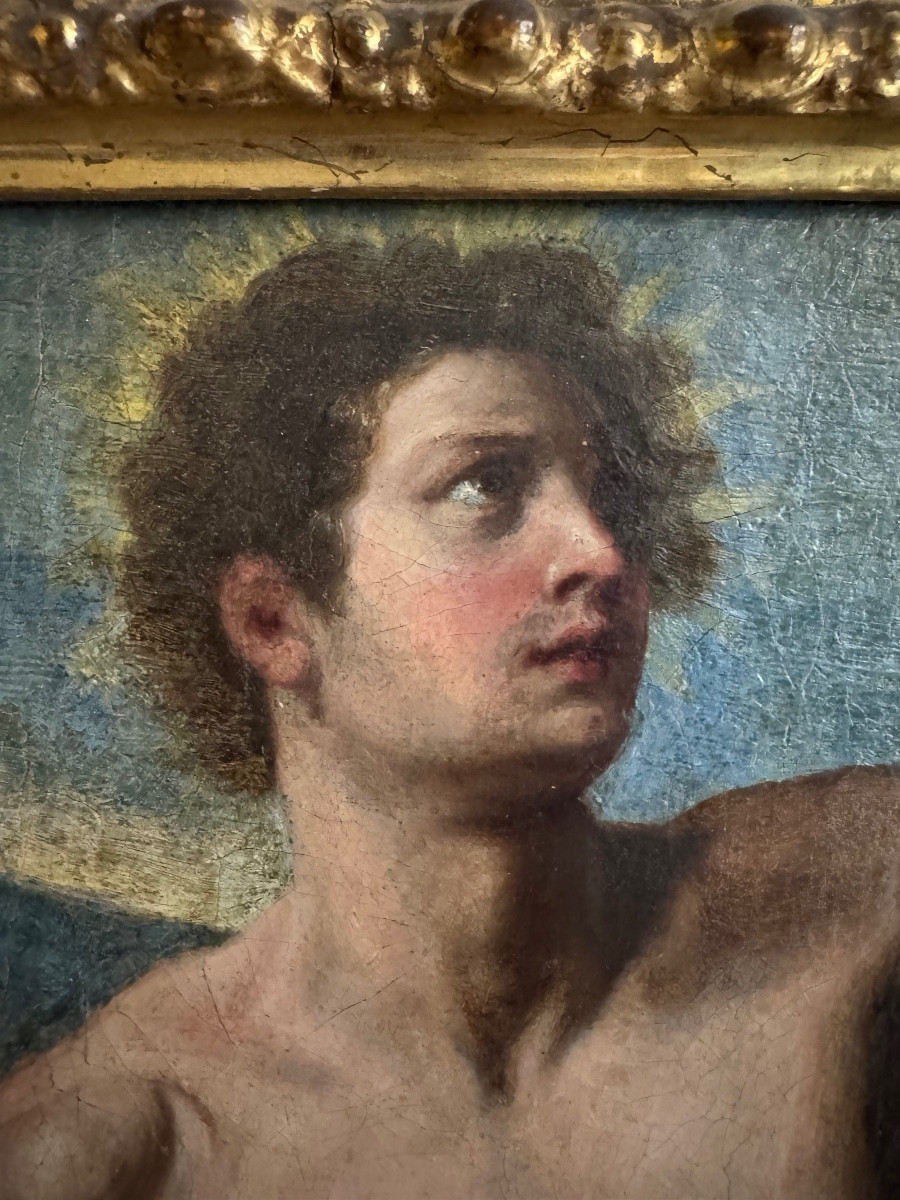 Painting Depicting Saint Sebastian. Scuola Fiorentina. 17th Century.-photo-4