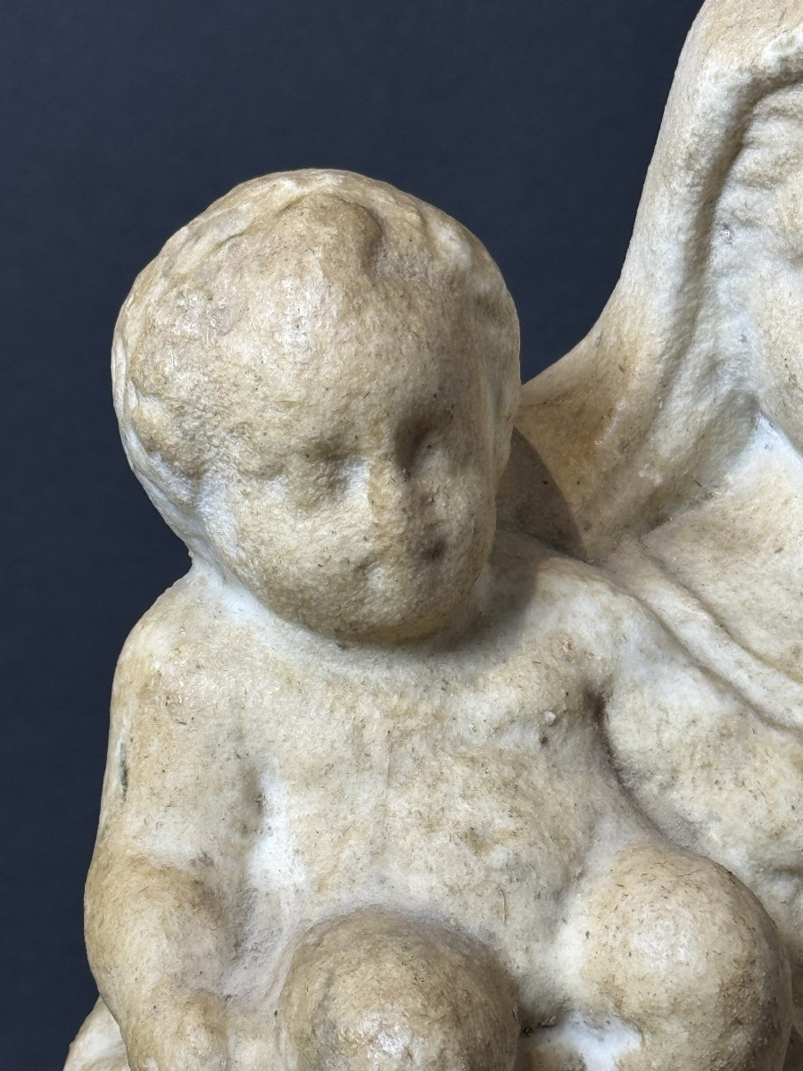 Italian (emilian) Marble Sculpture Depicting The Madonna And Child - 16th Century-photo-4
