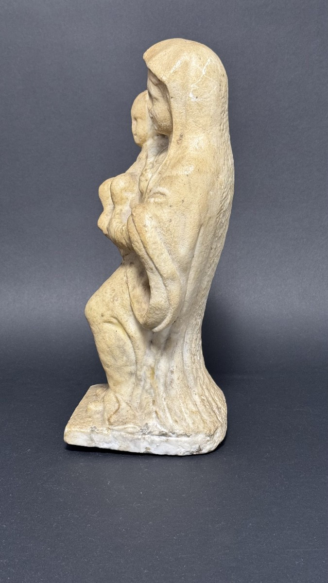 Italian (emilian) Marble Sculpture Depicting The Madonna And Child - 16th Century-photo-5