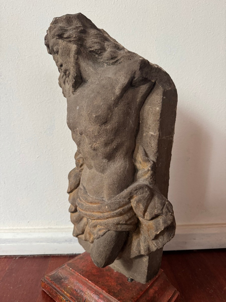 Fragment Of A Stone Christ With Traces Of Polychromy - Central Italy, 17th Century-photo-5