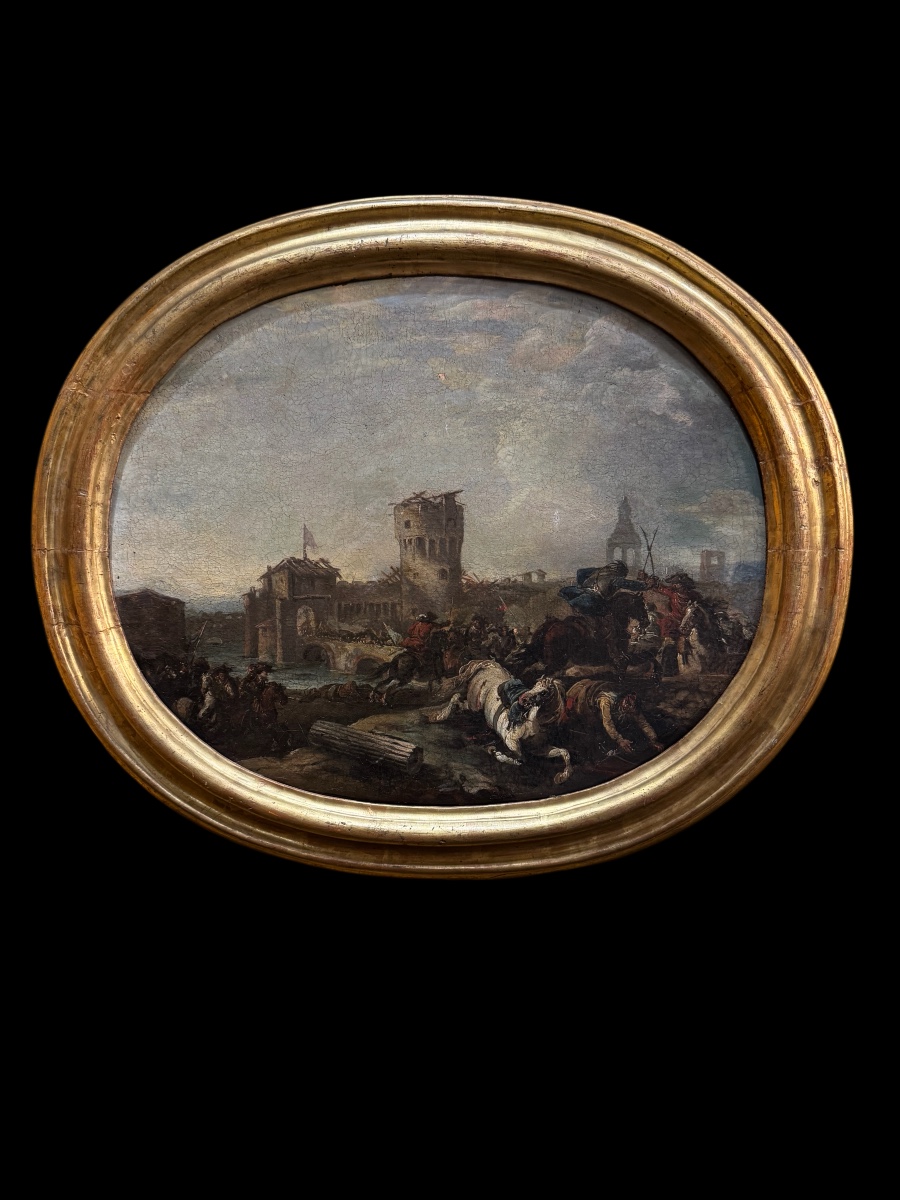 Painting Depicting A Battle. Francesco Simonini (1686-1753)-photo-2