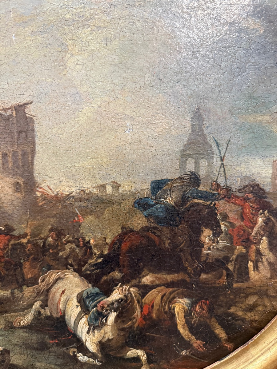 Painting Depicting A Battle. Francesco Simonini (1686-1753)-photo-1