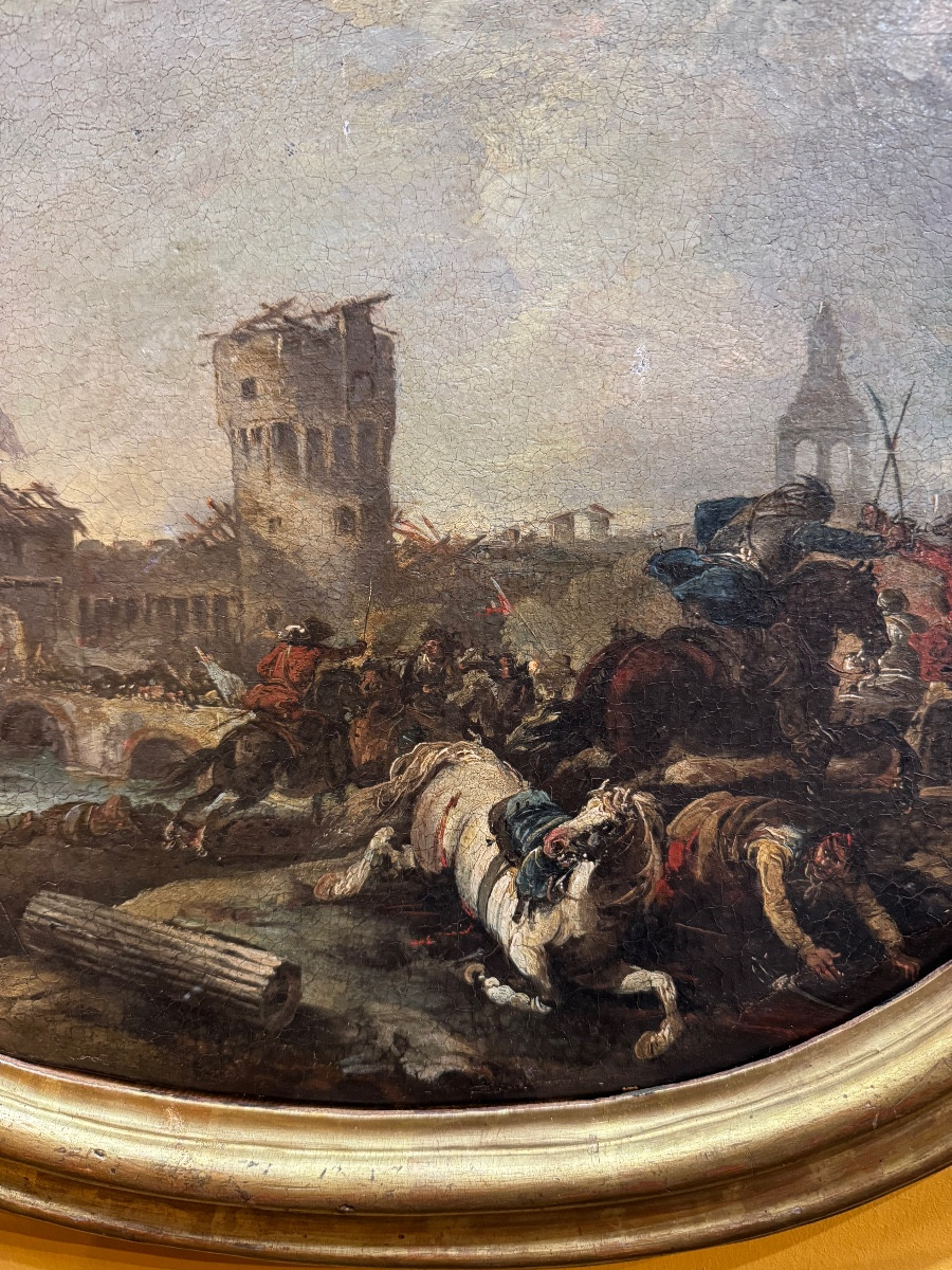 Painting Depicting A Battle. Francesco Simonini (1686-1753)-photo-4