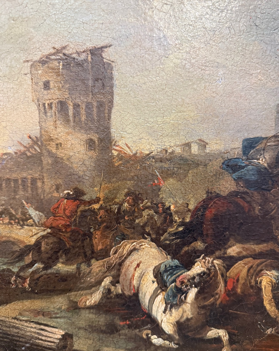 Painting Depicting A Battle. Francesco Simonini (1686-1753)