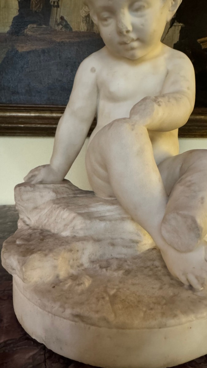 Little Girl In Statuary Marble - Late 18th Century-photo-3