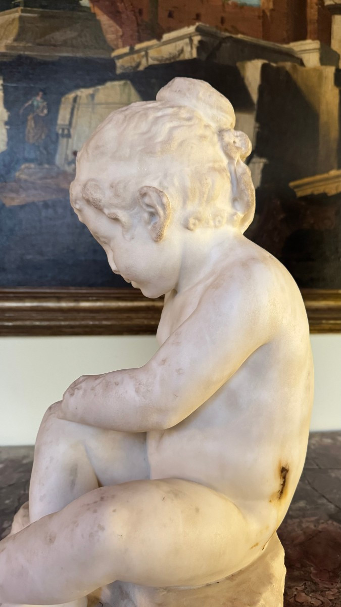 Little Girl In Statuary Marble - Late 18th Century-photo-2