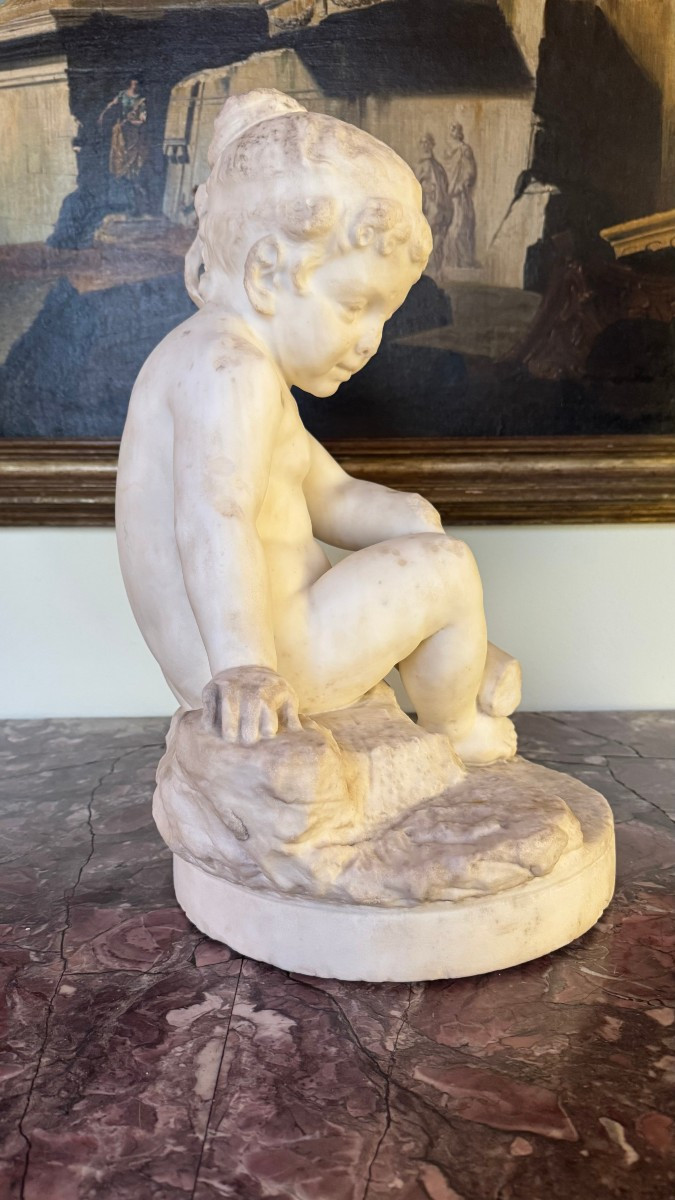 Little Girl In Statuary Marble - Late 18th Century-photo-6