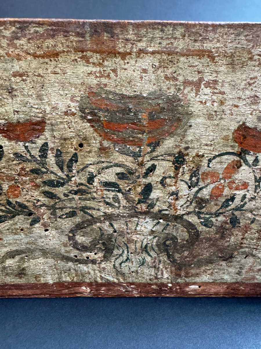 Petite boîte en bois peint - Pouilles, XVIIIe siècle-photo-1
