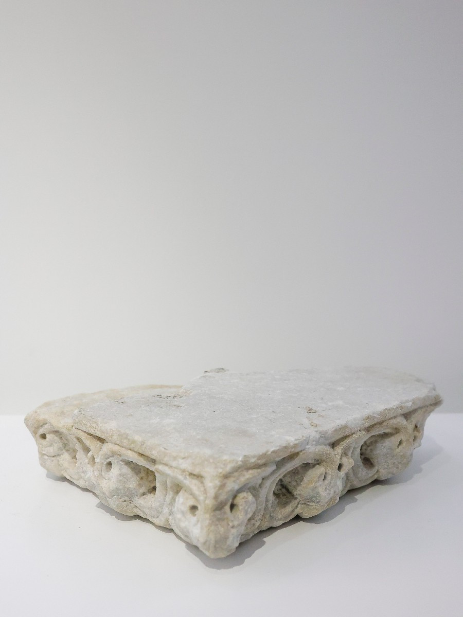 Fragment Of A Romanesque Marble Cornice - 13th Century-photo-3