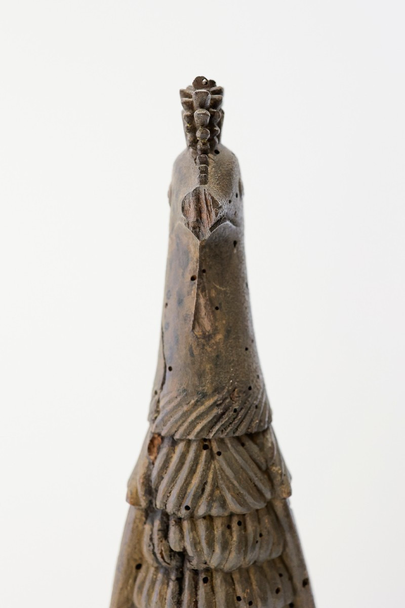 Bouchon de tonneau en bois avec traces de polychromie - France, XVIIIe siècle-photo-2