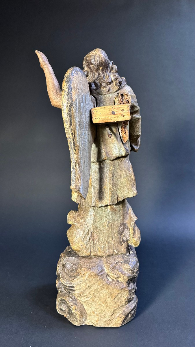  Sculpture en bois polychrome représentant un ange - Lombardie (Italie) , XVIIe siècle-photo-5