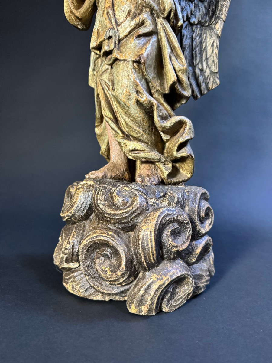  Sculpture en bois polychrome représentant un ange - Lombardie (Italie) , XVIIe siècle-photo-7