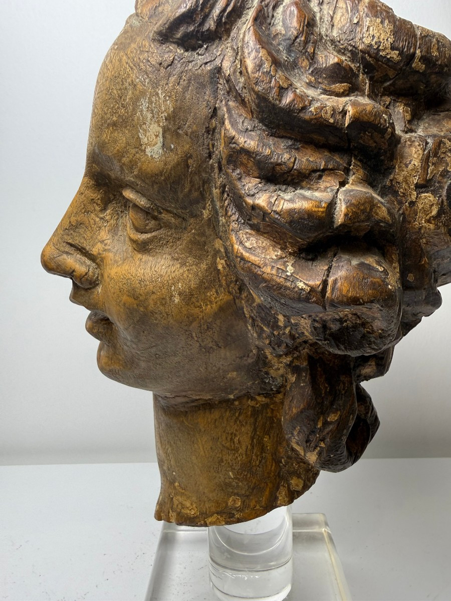 Sculpture en bois représentant une tête d'ange - Gênes (Italie), XVIIe siècle-photo-6