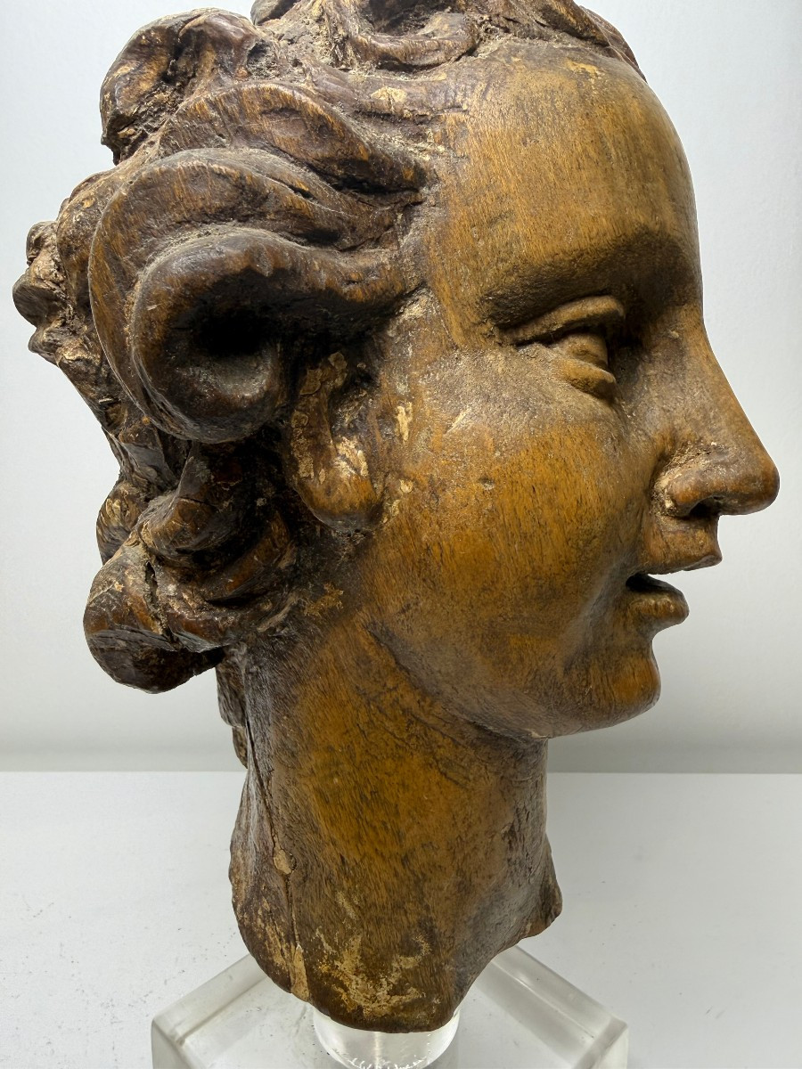 Sculpture en bois représentant une tête d'ange - Gênes (Italie), XVIIe siècle-photo-7