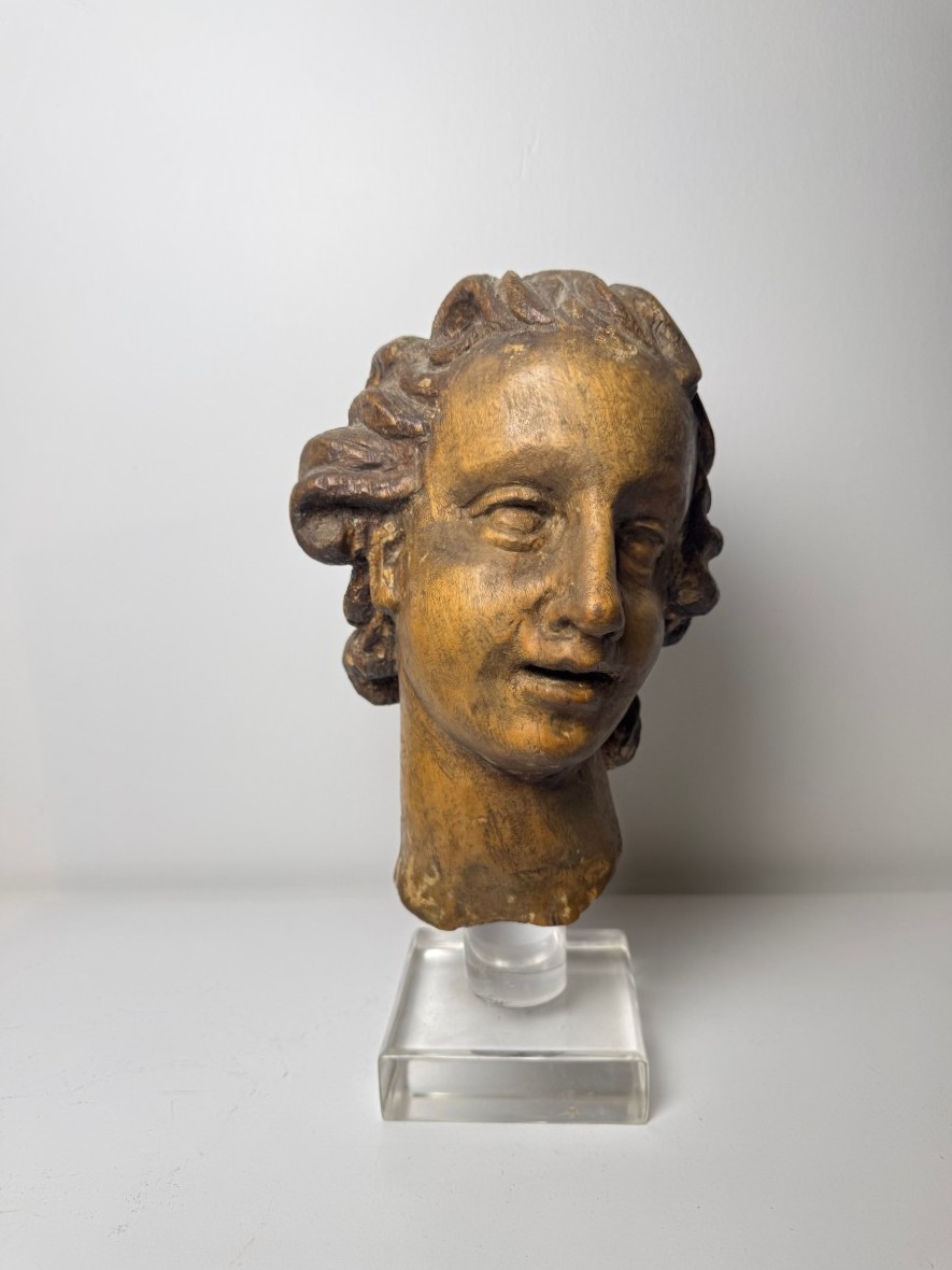 Sculpture en bois représentant une tête d'ange - Gênes (Italie), XVIIe siècle