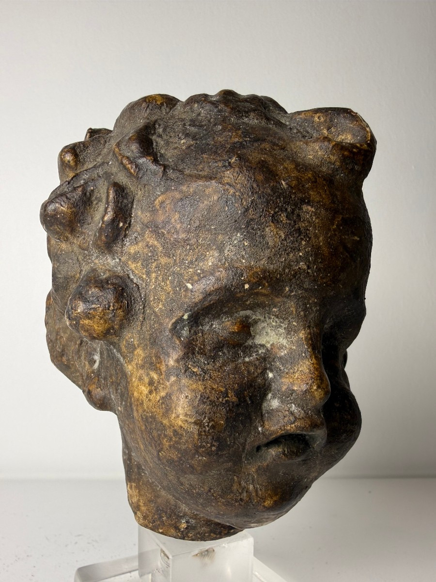 Terracotta Sculpture Depicting A Cherub's Head - Tuscany, 16th Century-photo-3